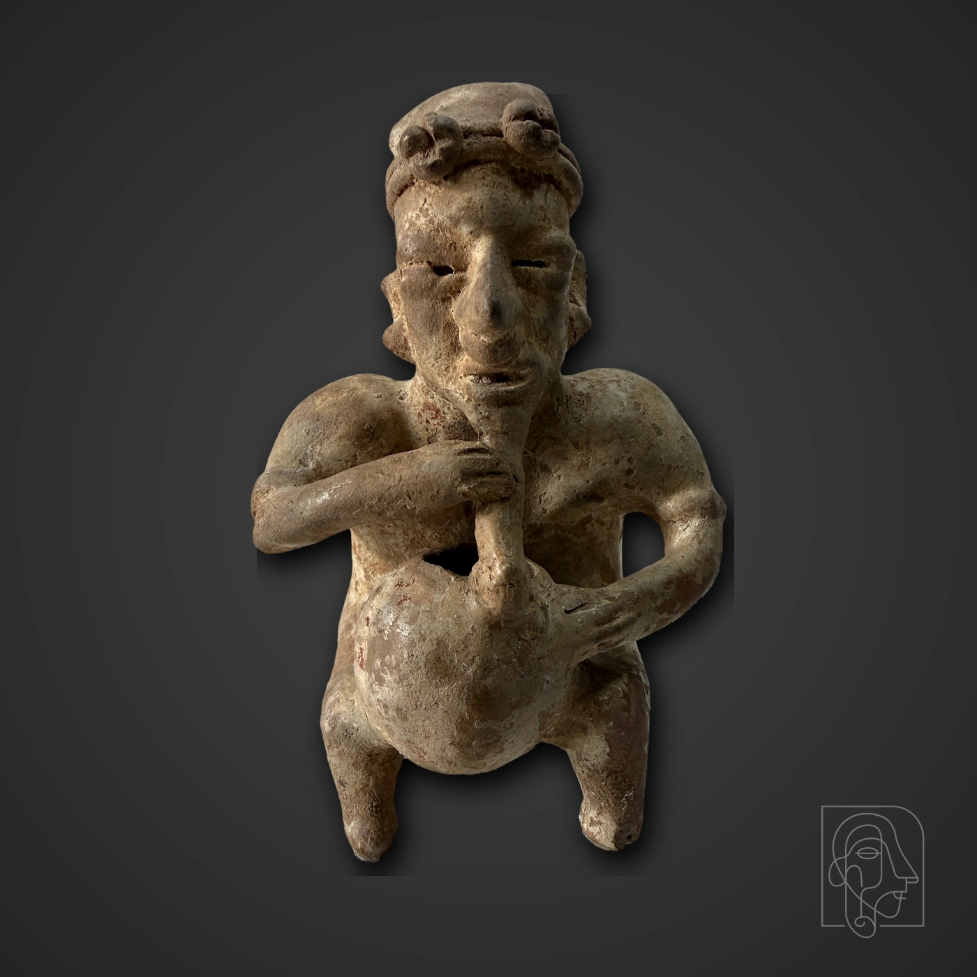 Seated Figure with Tube and Globular Vessel — JCA.2026.079