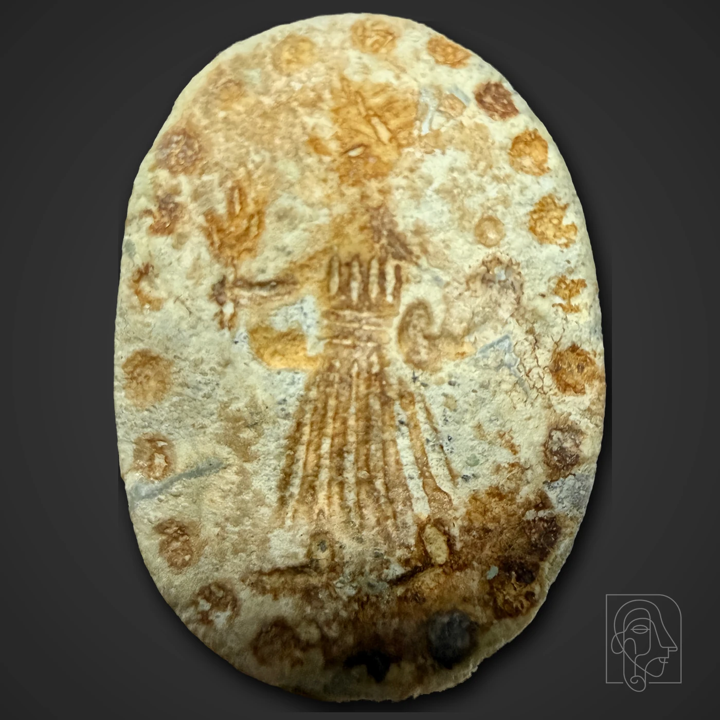 Glazed Scarab-Form Amulet with Standing Figure, Egyptian Type — JCA.2026.094